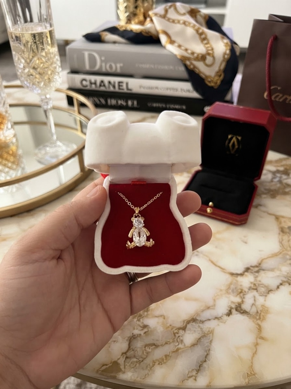 Gold Teddy Pendant Necklace